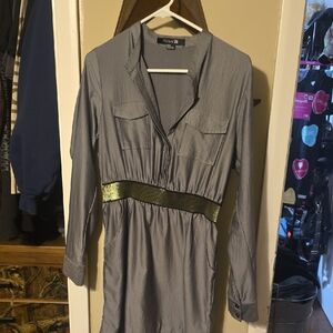 Forever 21 Gray Dress with Gold Waistband